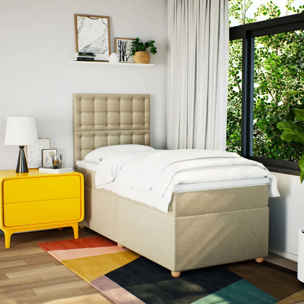 vidaXL Giroletto a Molle con Materasso Crema 80x200 cm inTessuto