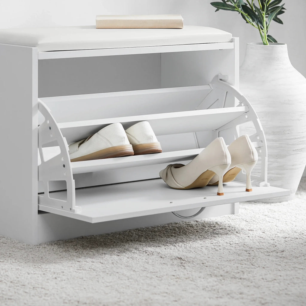 Scarpiera Panca Scarpiera Portascarpe Con Seduta Bianco Profondità30cm FSR16-W