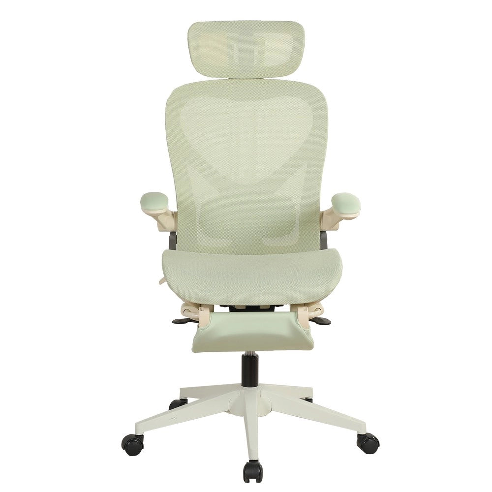Sedia da ufficio ergonomica ¨C Minimal ¨C verde, braccioli pieghevoli, schienale a rete