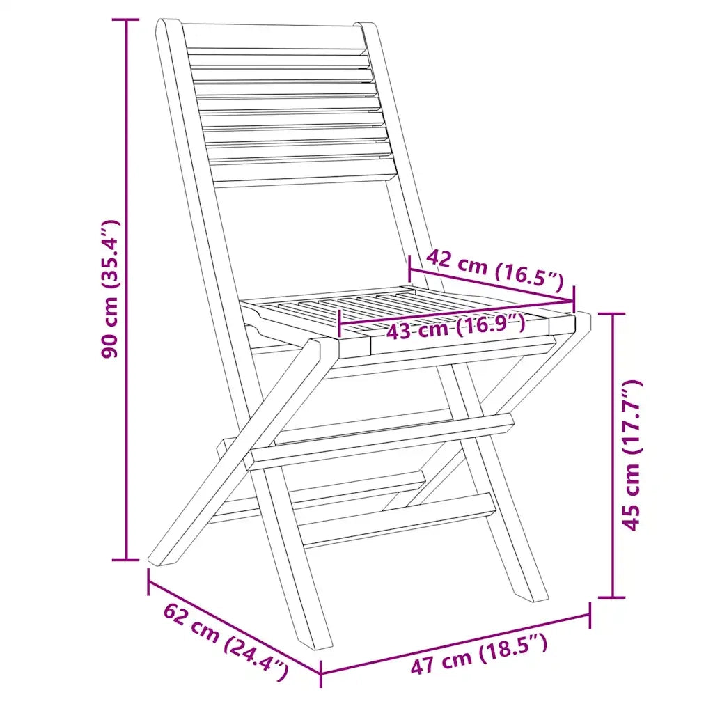 Sedie da Giardino Pieghevoli 4 pz | Sedie da Esterno 47x62x90cm Legno Massello Teak