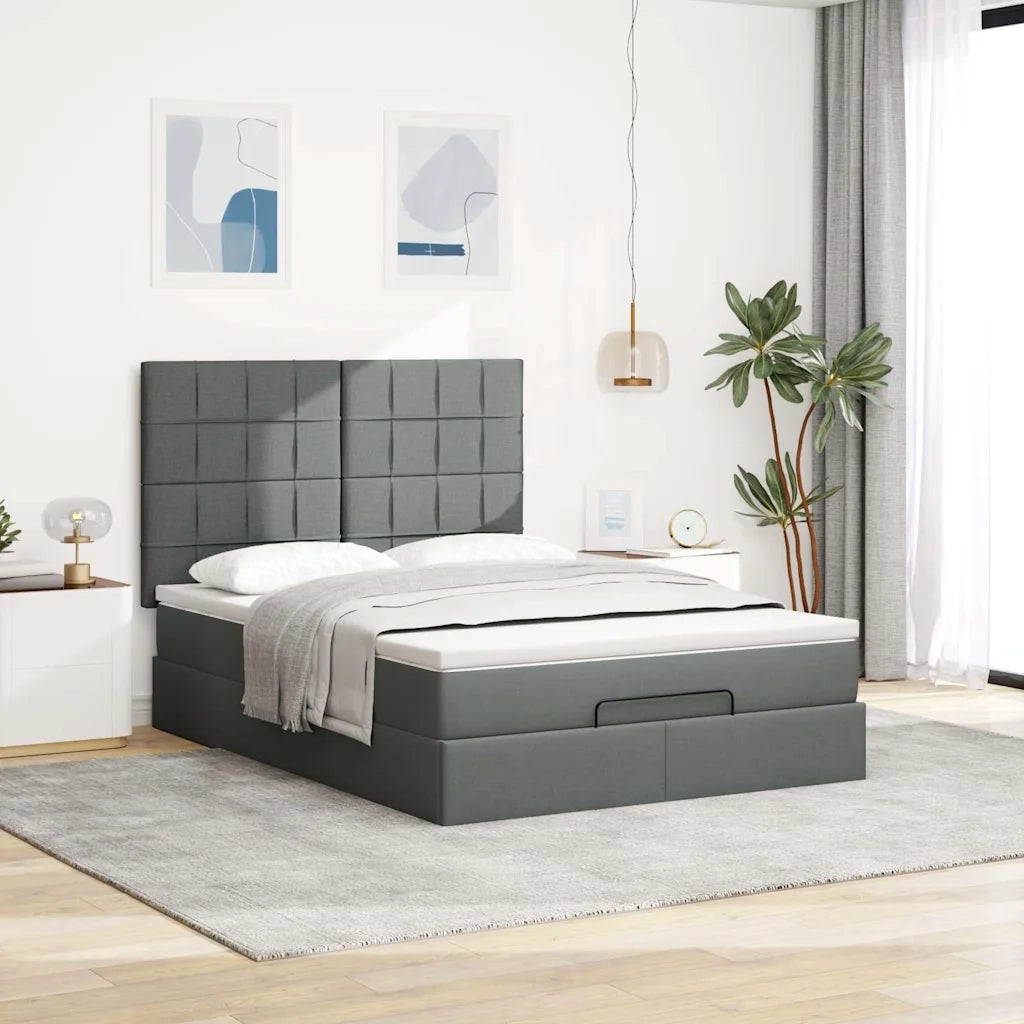 vidaXL Struttura Letto Pouf con Materasso 140x200 cm in Tessuto