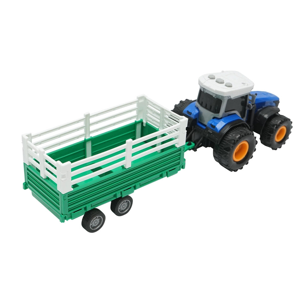 Trattore blu con rimorchio, 304x85x83mm giocattolo per bambini +3 anni
