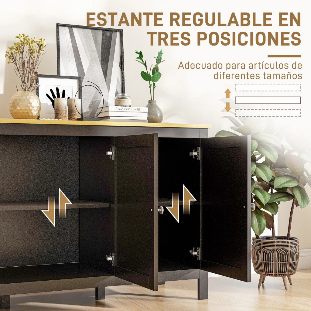 Armadietto 3 ante con ripiani regolabili ¨C Zephmum ¨C Nero 120x40x70 cm