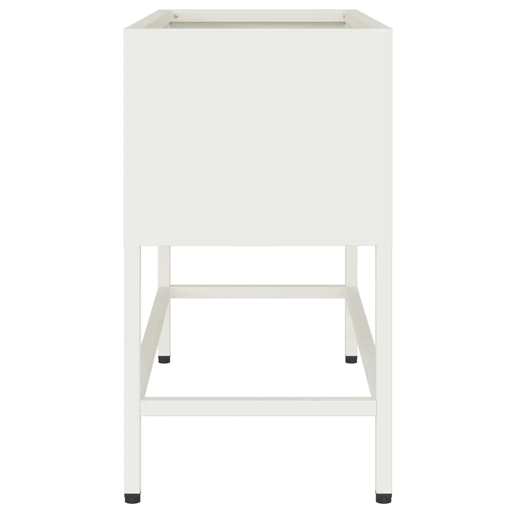 Vaso da giardino-Fioriera Esterno-Contenitore per Piante Rialzato Bianco 60 x 26 x 45 cm Acciaio