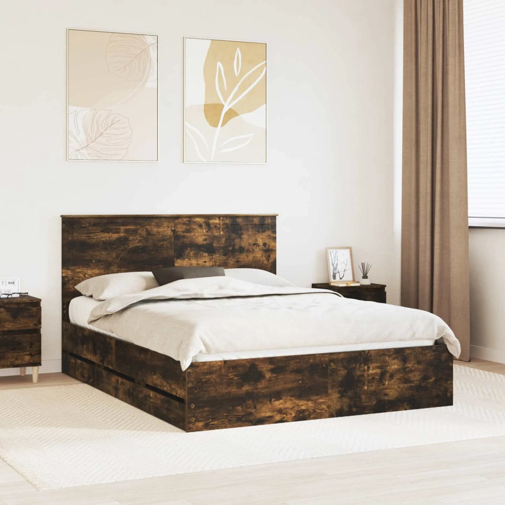 Struttura del letto con cassetto Rovere fumé 150 x 200 cm