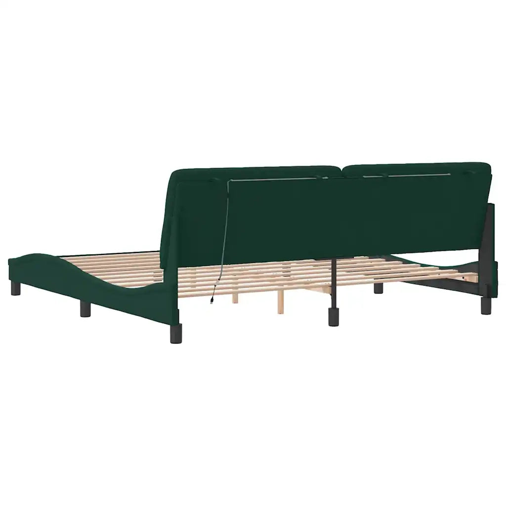 Giroletto con LED senza Materasso-Struttura Letto Verde Scuro 200x200 cm in Velluto
