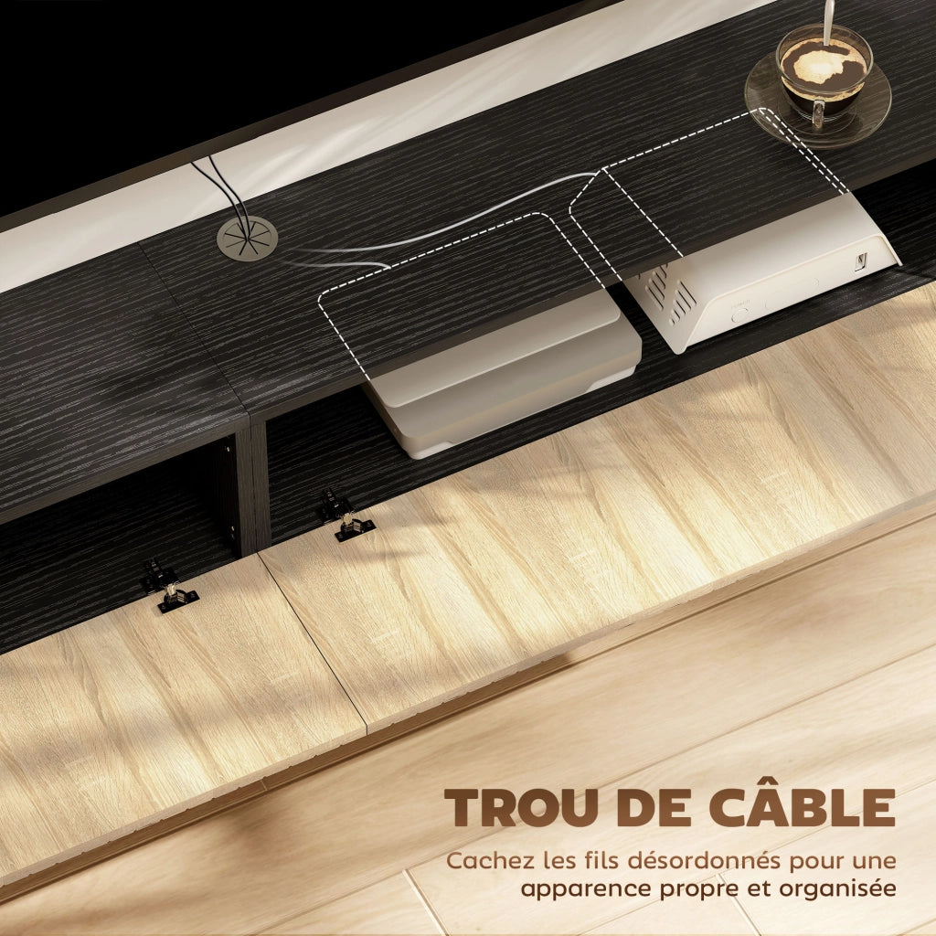 Mobile TV sospeso 140cm ¨C Minimal ¨C legno naturale e nero 140x25x22