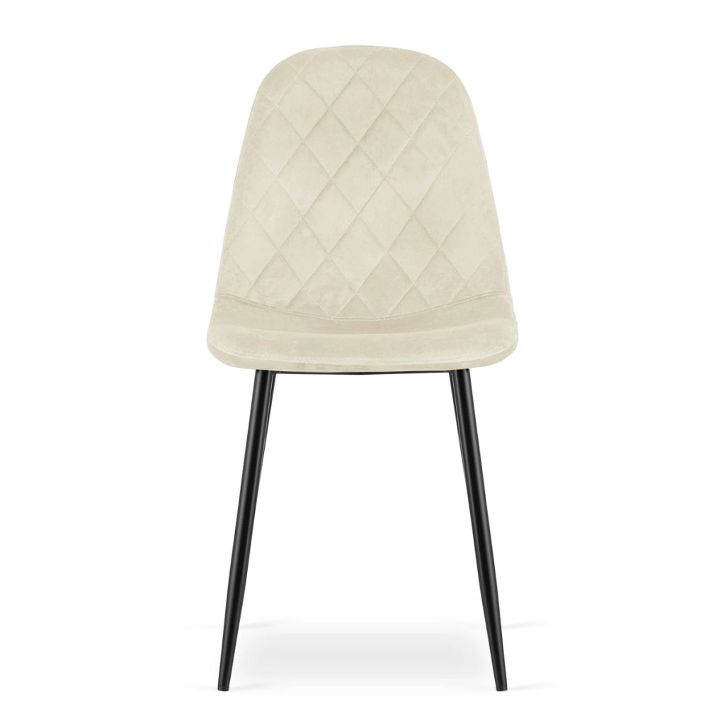 Sedia Asti in velluto beige con gambe nere