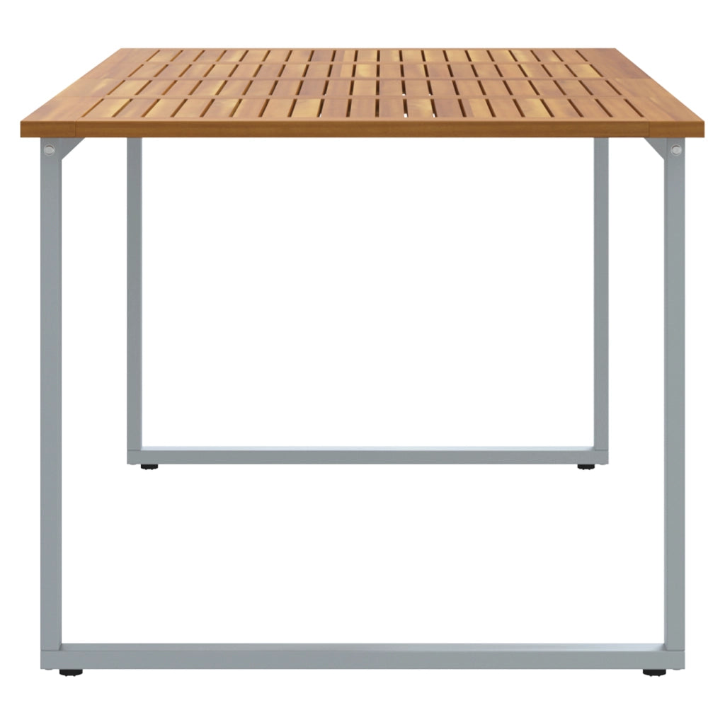 Tavolo da pranzo da esterno Grigio 180x90x75 cm Acciaio e Legno massello Acacia