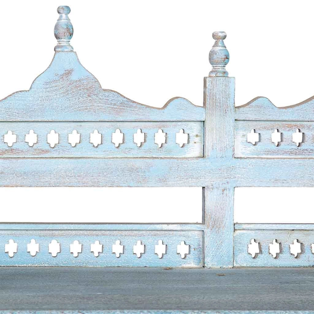 Scaffale in legno intagliato blu 90x40x166 cm