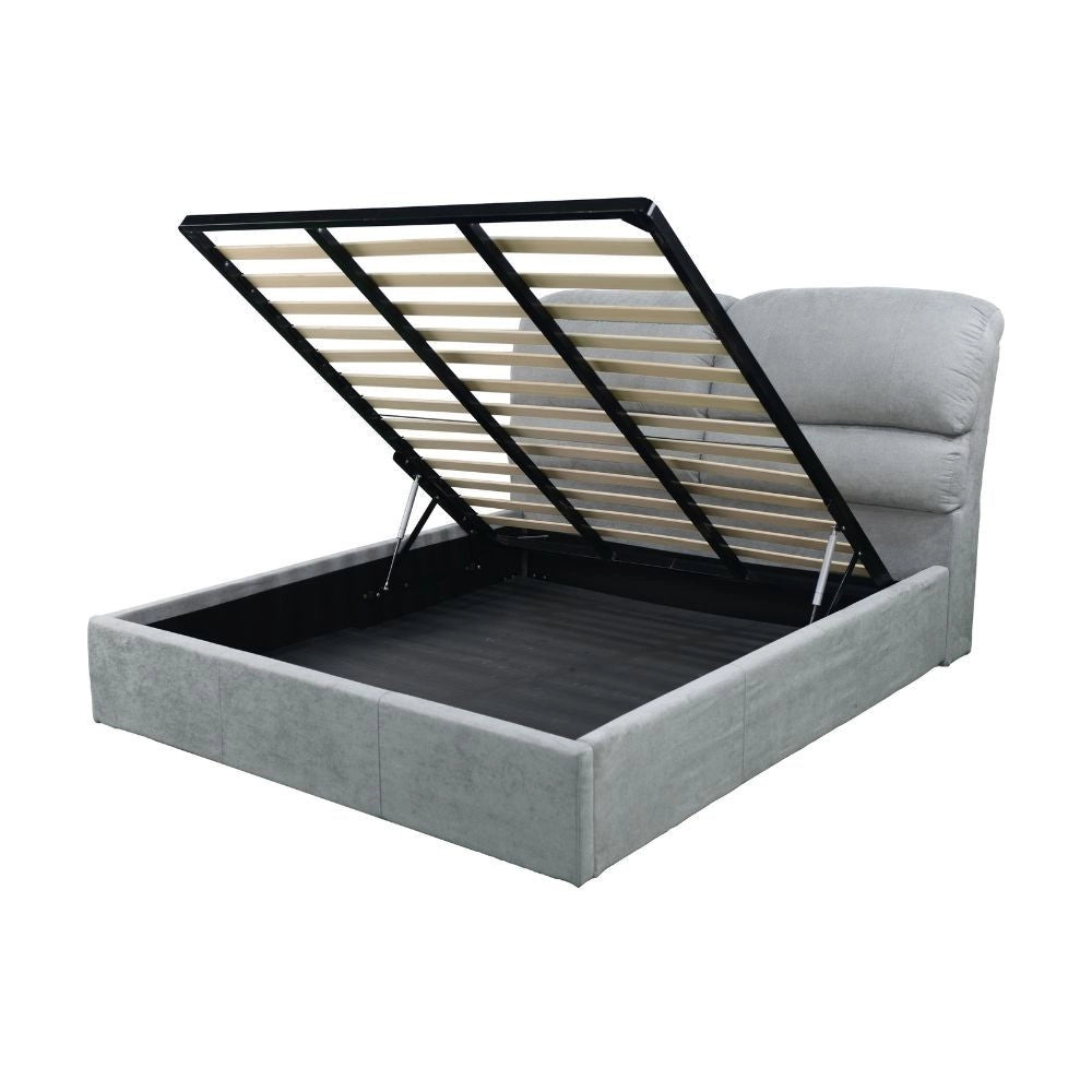 Letto una piazza e mezza contenitore Sofaback in tessuto grigio chiaro 138x222x120H