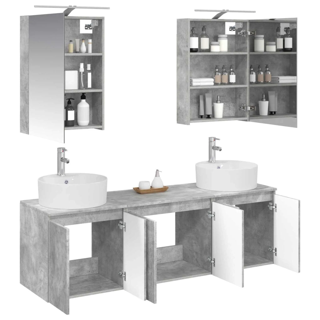Set di Armadi da Bagno 5 pcs Grigio Cemento 3406434