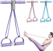 Cintura di resistenza per quadriceps da 13,6 kg (30 lb) con pedali per piedi rimovibili, manubrio per addominali con impugnature, cinghia elastica per yoga, adatta per lo stretching e la formazione della pancia/viso/braccia/gambe.