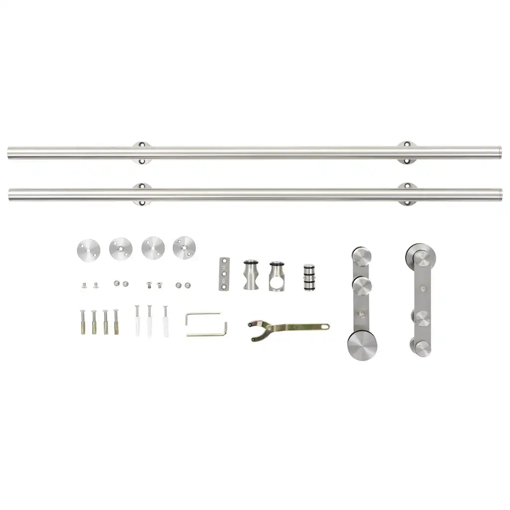 Kit Binari Porta Scorrevole 183cm Acciaio Inossidabile Argento cod mxl 66235