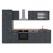 Cucina componibile R-Line Calce nera/Antracite 300 cm PL Rovere Vicco