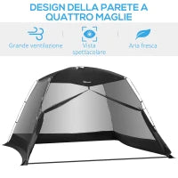 Tenda da Campeggio e Spiaggia a Rete Anti UV per 4 Persone con Borsa di Trasporto, 3x3 m Nero