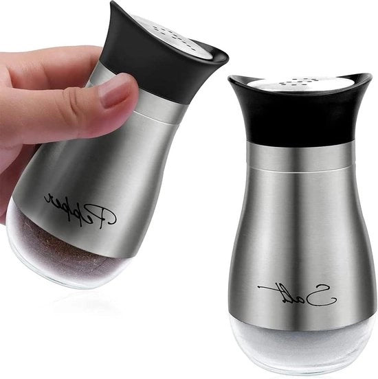 Strumento per strozzare pepe - contenitore per spezie in acciaio inox 304 di alta qualità - set da 2 - 130 ml Contenitore per spezie