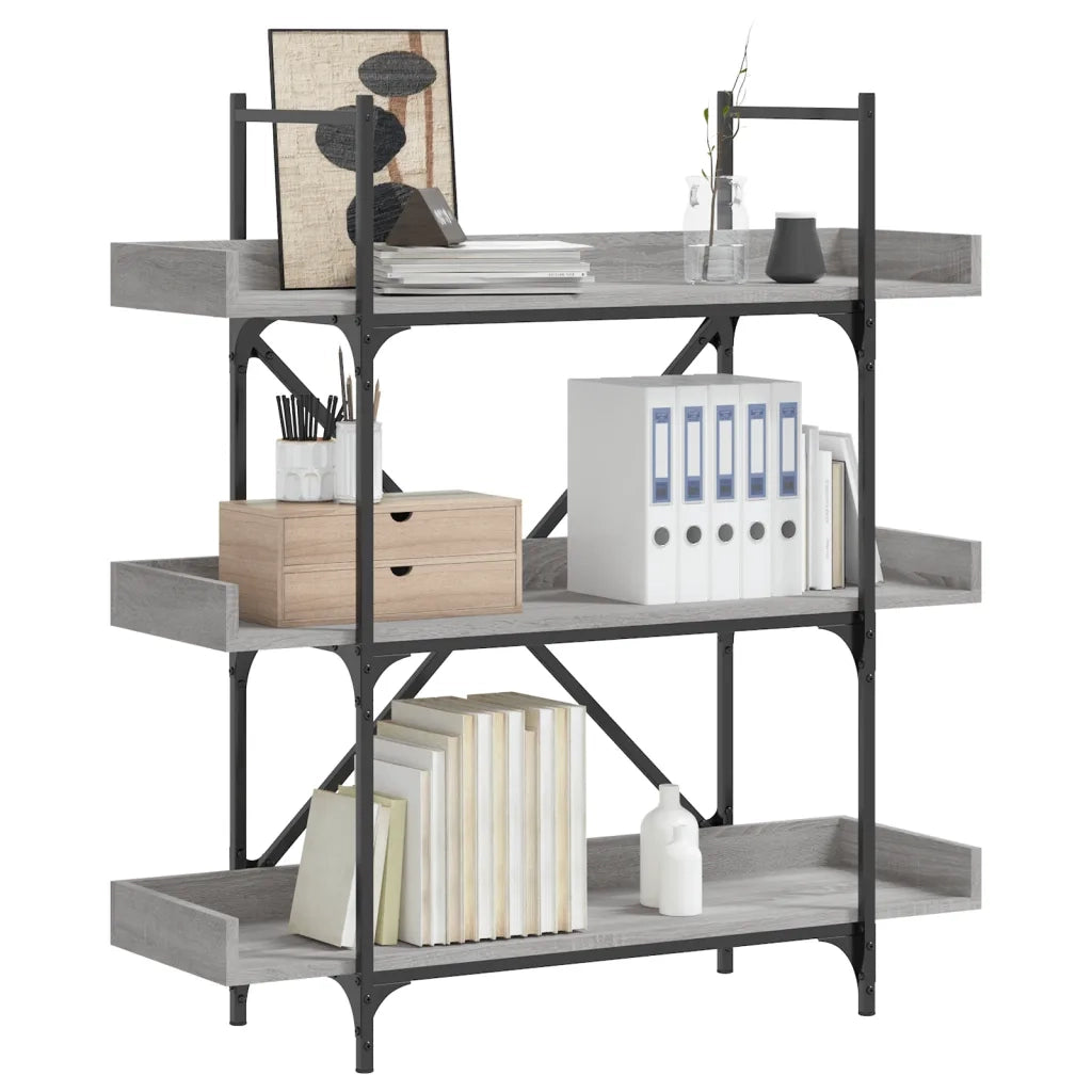 Libreria 3 Ripiani Grigio Sonoma 100x33x108,5 Legno Multistratocod mxl 134400