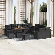 Set Divano da Giardino con cuscino 13 pcs Nero polyrattan 3363754