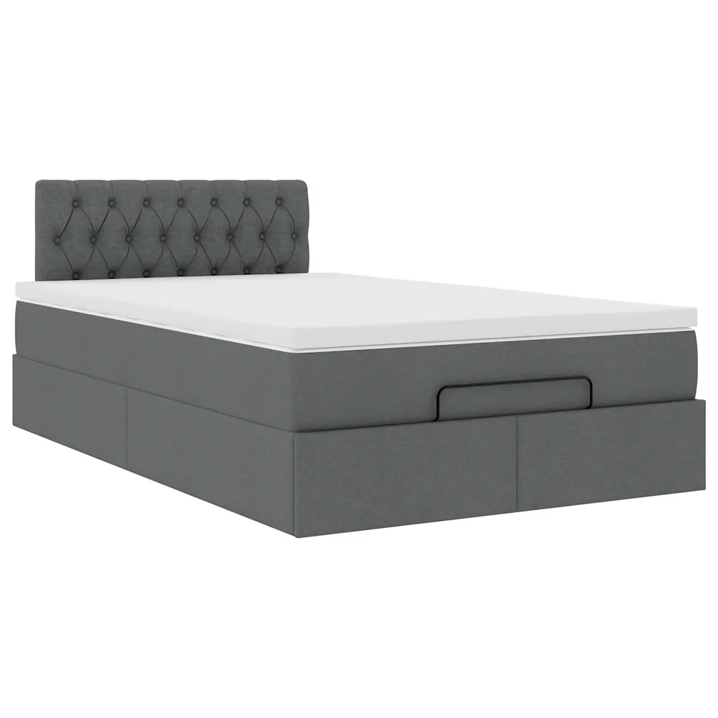 Pouf Letto con Materasso Grigio Scuro 120x200 cm in Tessuto 3311533