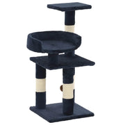 Tiragraffi albero per gatti cuccia per gatti peluche in sisal 65 cm blu 3702053