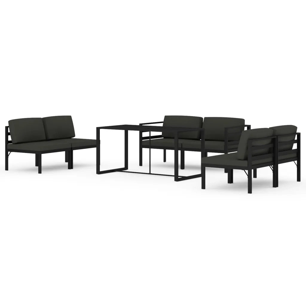 Set Divani da Giardino 7 pz con Cuscini in Alluminio Antracite cod mxl 35815