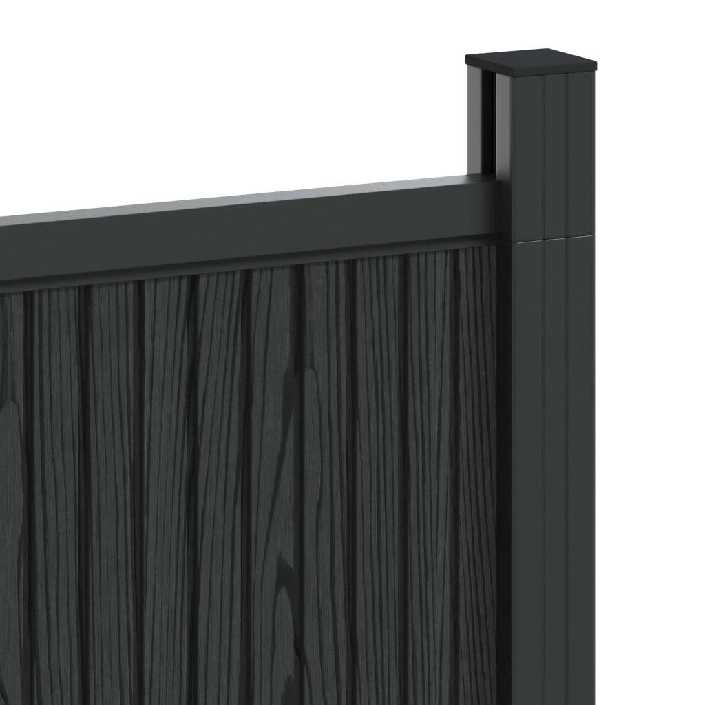 Pannello di Recinzione 3 pz 530 x 186,5 cm WPC e Alluminio Nero 3429485