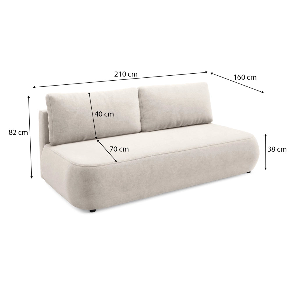 Brugnato, Divano Letto 2 Posti Contenitore, 210x106 cm Beige Chiaro