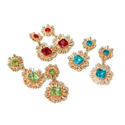 Orecchini a petalo in stile vintage con diamanti e cristalli