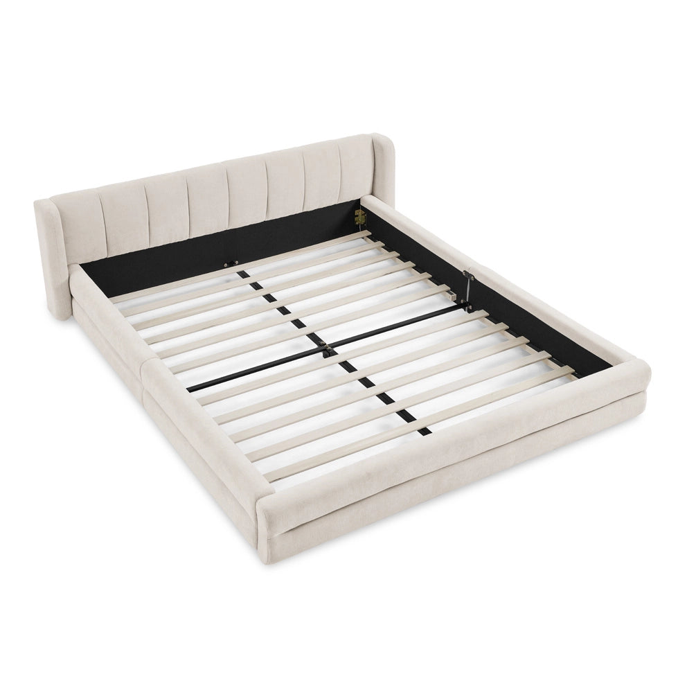 Letto 160x200 cm con testiera ergonomica; beige