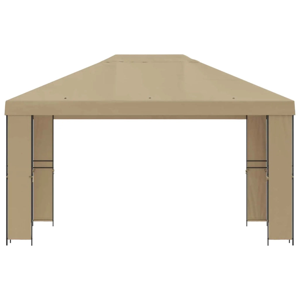 Gazebo 4 × 3 m Beige Poliestere e Acciaio 190 gsm