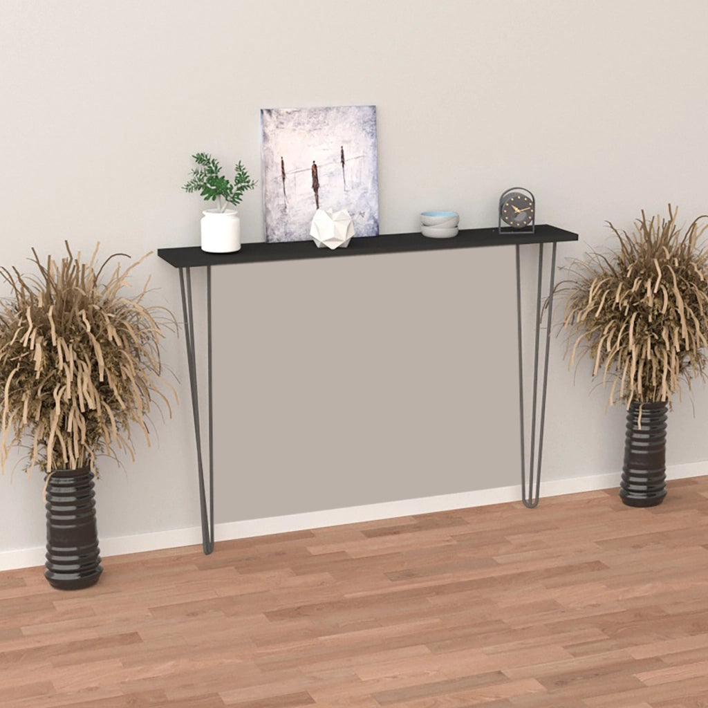 Consolle da Muro Kokemäki con Gambe a Forcina Nero 82 x 120 x 18 cm [en.casa]