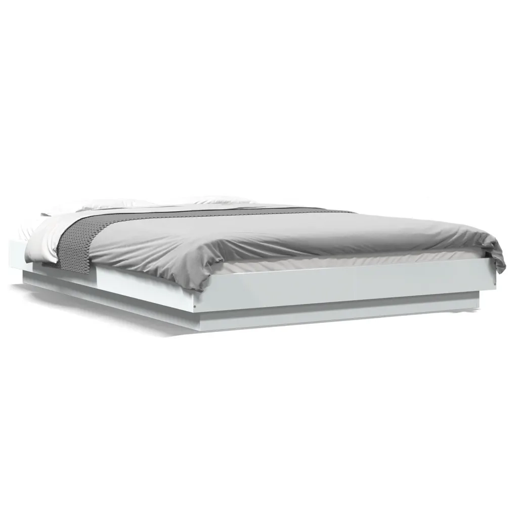 Giroletto con Luci LED Bianco 140x190 cm in Legno Multistrato 3281126
