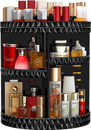 Organizzatore di cosmetici 360 gradi rotativo, con 6 livelli di un tavolo adattabile, organizzatore di bellezza con contenitore per profumi per comodino, tavolo da toeletta, bagno, nero
