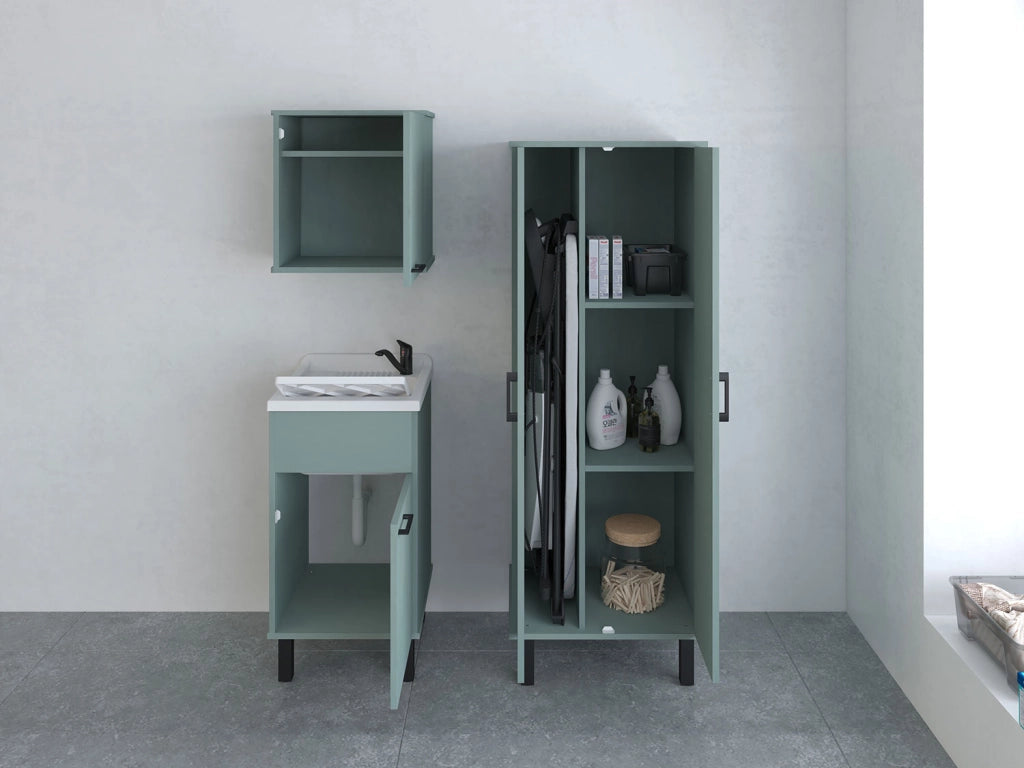 Mobile Lavatoio Smeraldo 45x50x85 cm con Vasca in PP Struttura in PVC Verde Scuro