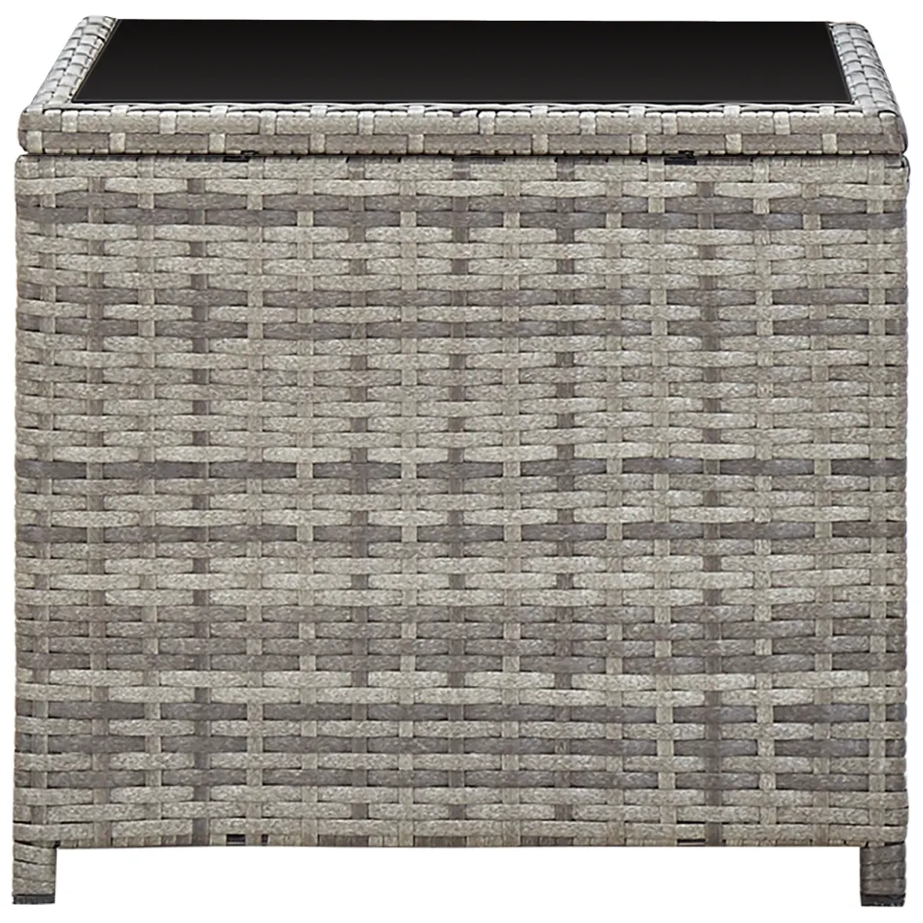 Tavolino da CaffÃ¨ Grigio 45x45x40 cm in Polyrattan e Vetro cod mxl 52240