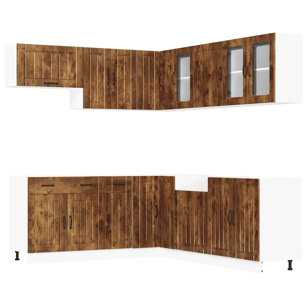 vidaXL Set Mobili da Cucina 11 pz Lucca Rovere Fumo in Truciolato
