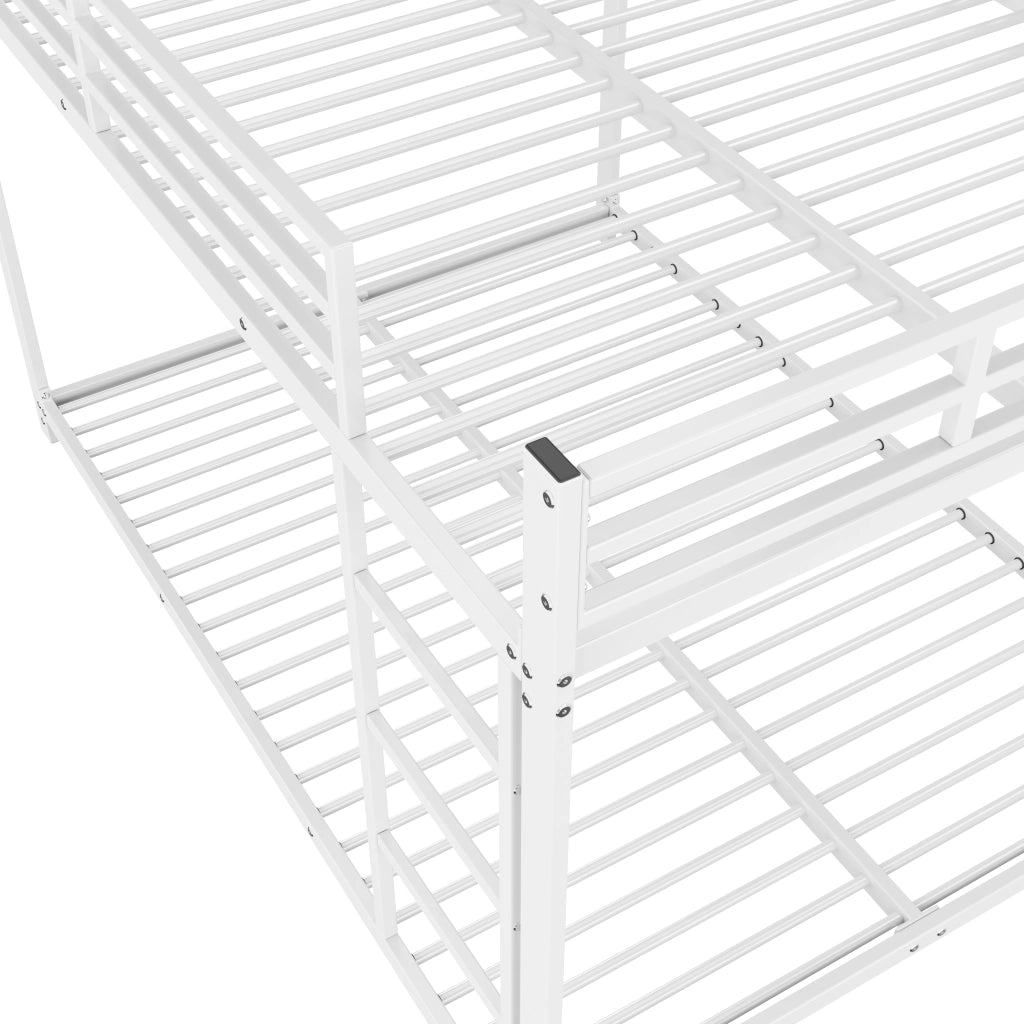 Letto a Castello 2 Posti con Sponde di Sicurezza; 140 x 200 cm; senza Materasso; Metallo; Bianco