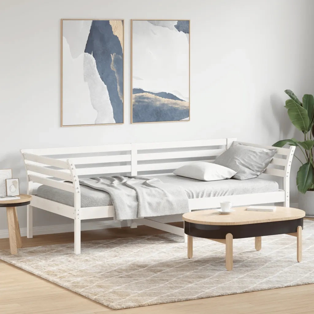 Dormeuse senza Materasso-Divano Letto-Struttura Letto Bianca 90x200 cm Legno Massello Pino 747518