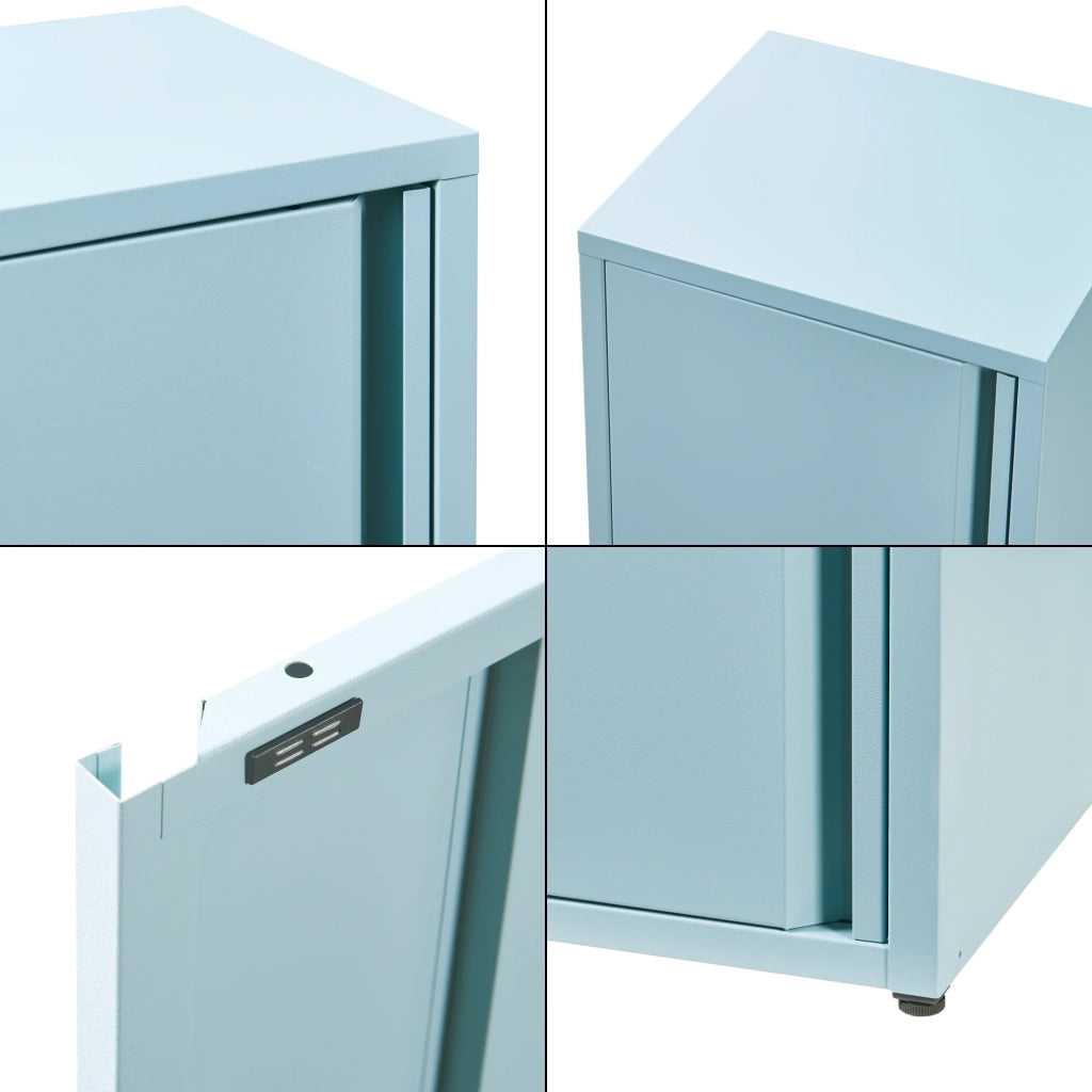 Mobiletto/scaffale in metallo e acciaio 88 x 40 x 35 cm blu grigio 03_0008902