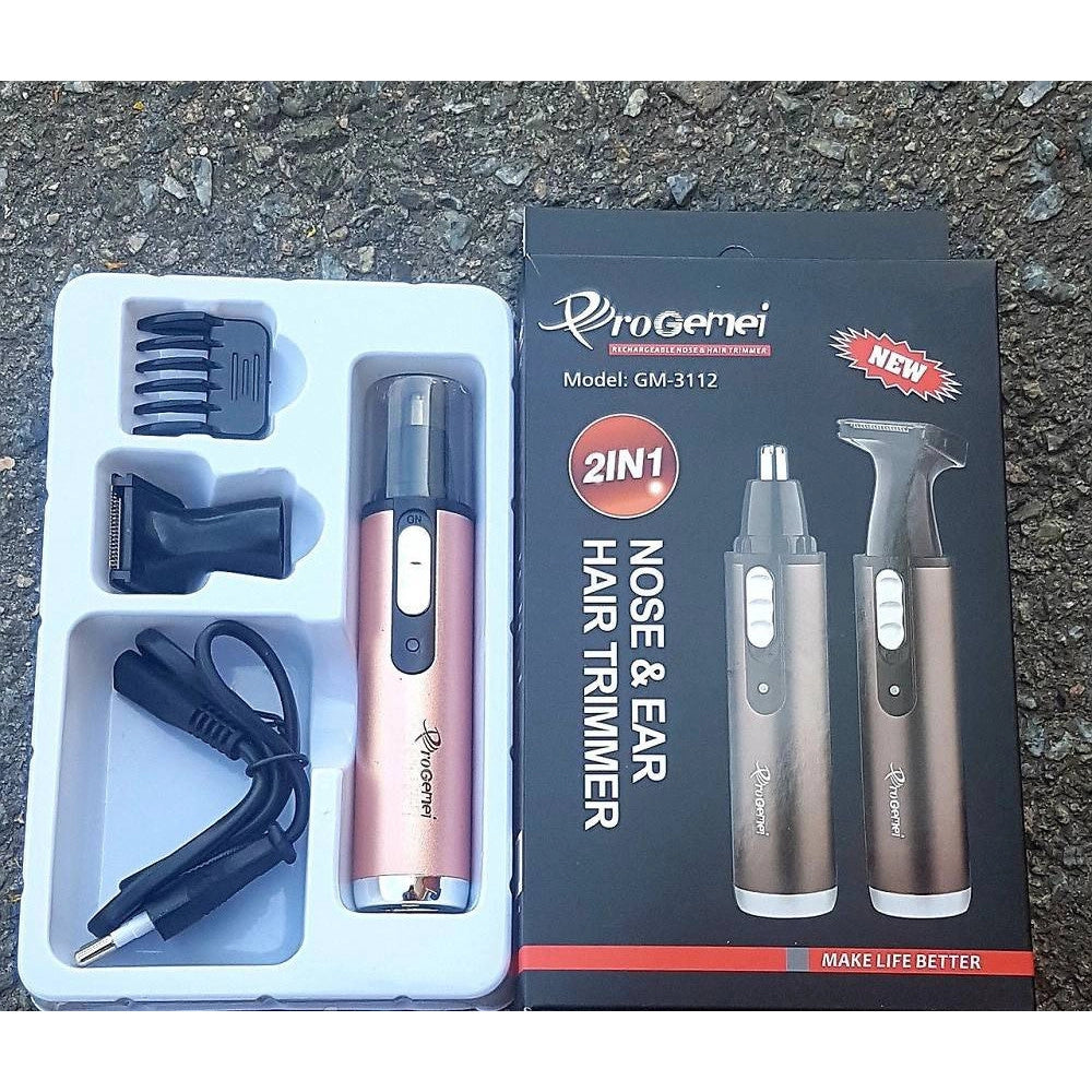 Trade Shop - Trimmer Gm3112 2in1 Rifinitore Regolatore Per Naso Orecchie Batteria Ricaricabile -