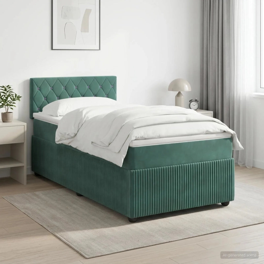 Letto box spring con materasso Verde Scuro 90 x 200 cm Velluto 3451598