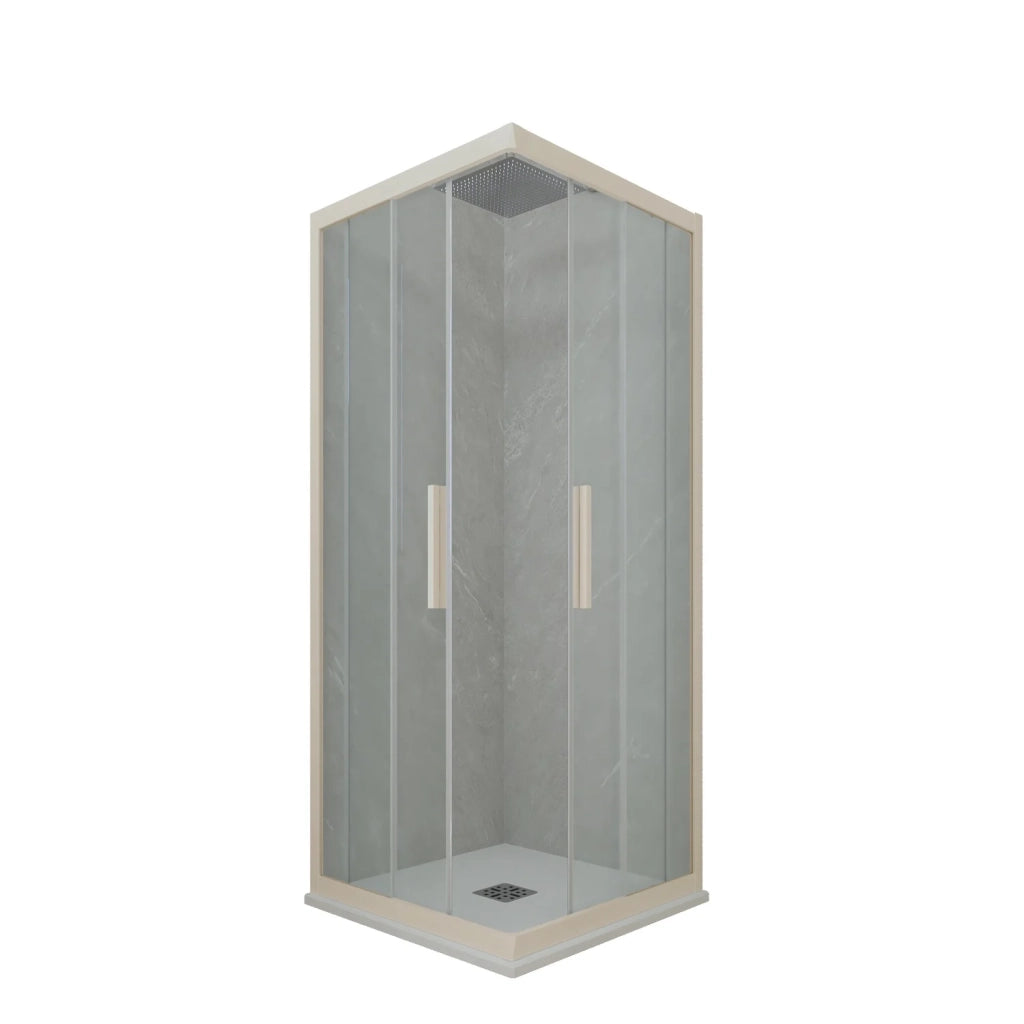 Box doccia angolare scorrevole 120x120 CM H 200 Vetro Trasparente Profilo Champagne mod. Kolors