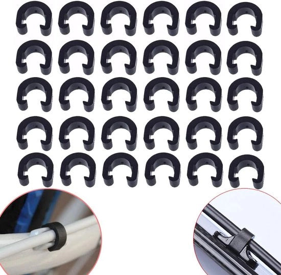 30 clip per bicicletta in alluminio nero, adatto per bici da corsa e mountain bike, clip di guida flessibili, adatto per cavi freno, derailleur e cambio.