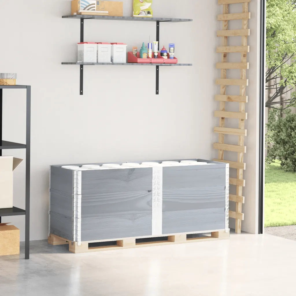 vidaXL Paretali per Pallet 3pz Grigi 150x50cm Legno Massello di Pino