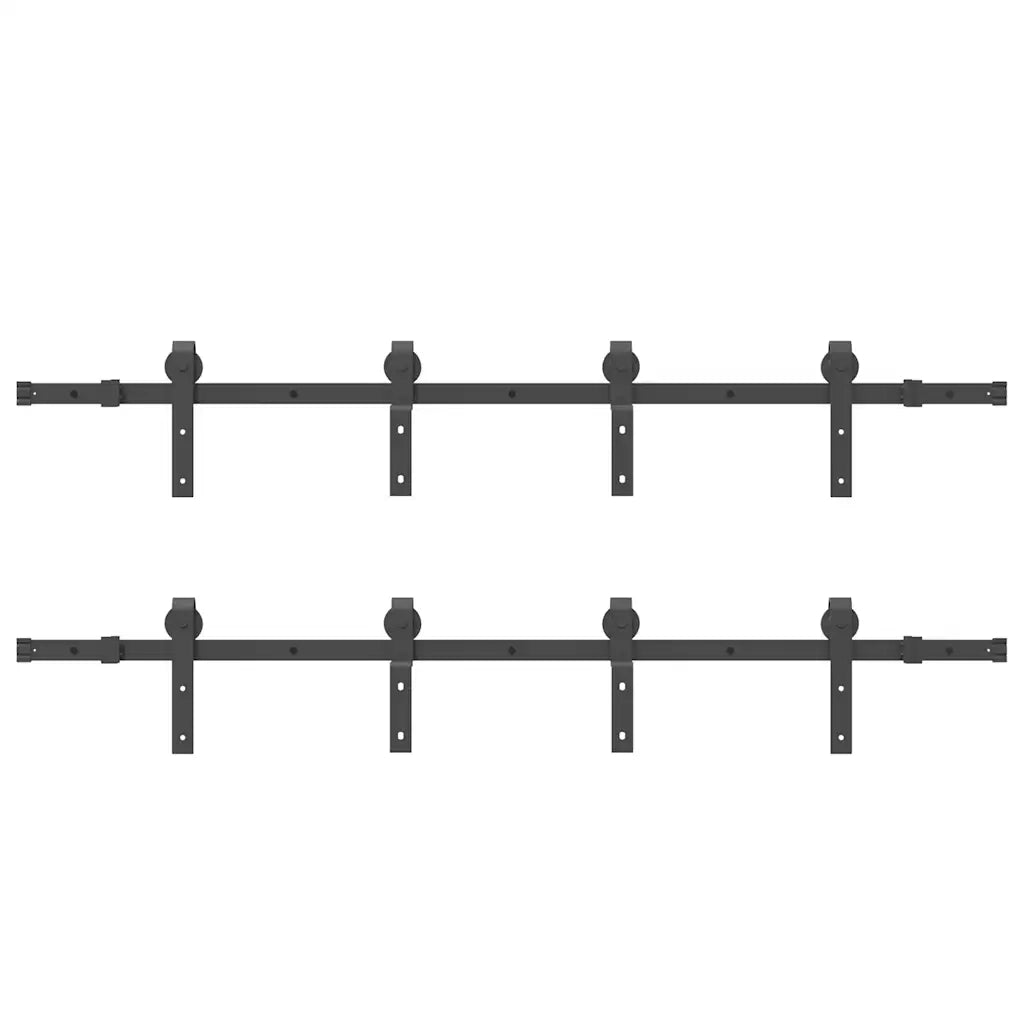 Kit di Binari per Porte Scorrevoli 366 cm Acciaio Nero CFW1419320
