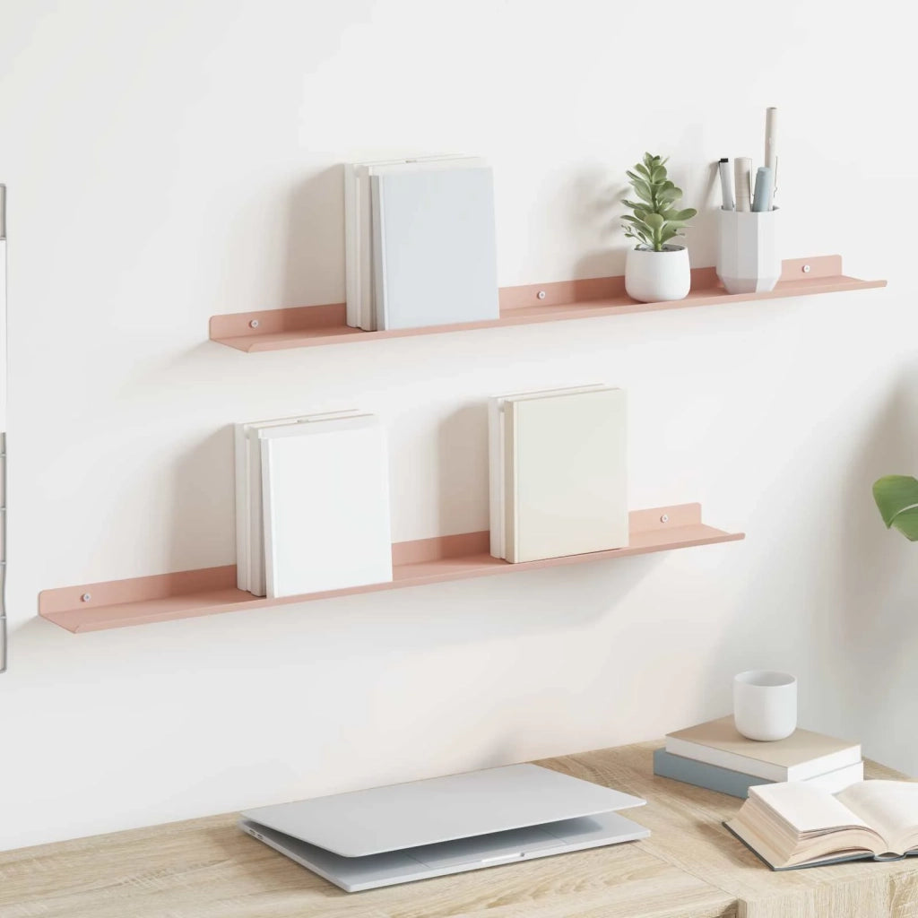Mensola sospesa A parete 2 pcs Rosa 80 x 9 x 2,5 cm Acciaio 8003974