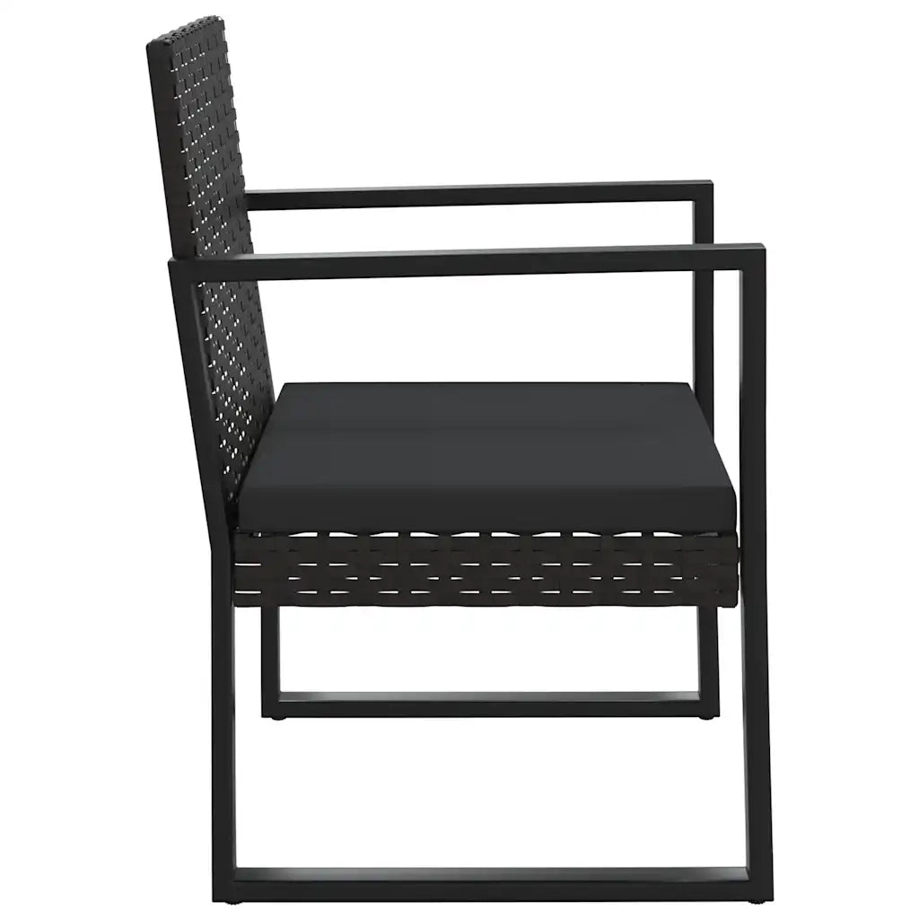 Set Divani da Giardino 4 pz | Set Salotto da Giardino con Cuscini Nero in Polyrattan