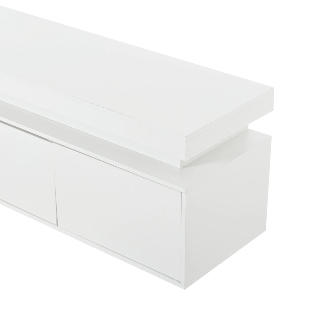 Mobile TV freestanding 150x35x43 cm con 3 ante e LED; bianco