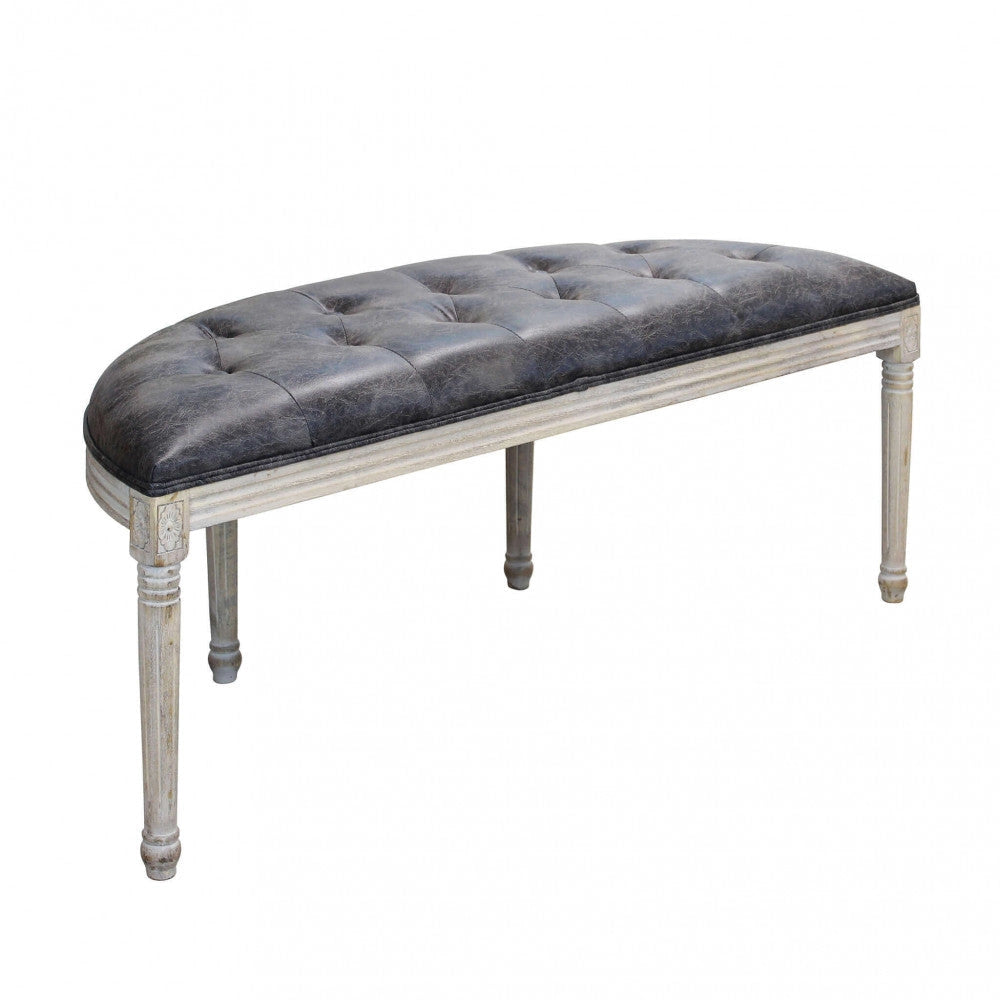 Panca Margi in in Ecopelle Vintage Grigio 125x45x48 h cm in Legno Tortora